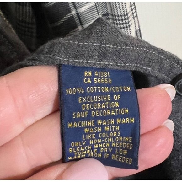 Polo Ralph Lauren Men's XL Relaxed Fit Gray/White Plaid Button-Up Shirt 100% Cot - Picture 4 of 6